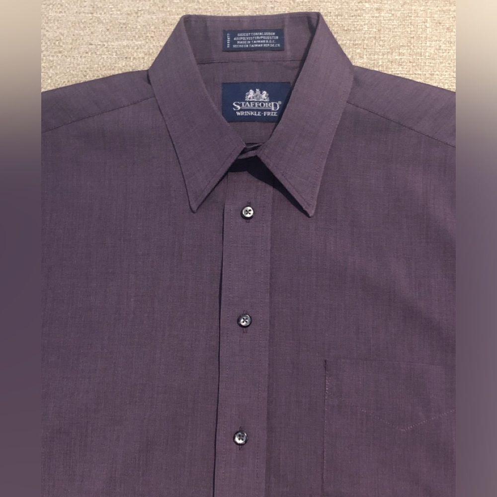 Stafford Wrinkle Free LS Shirt Purple 15-1/2 34/35